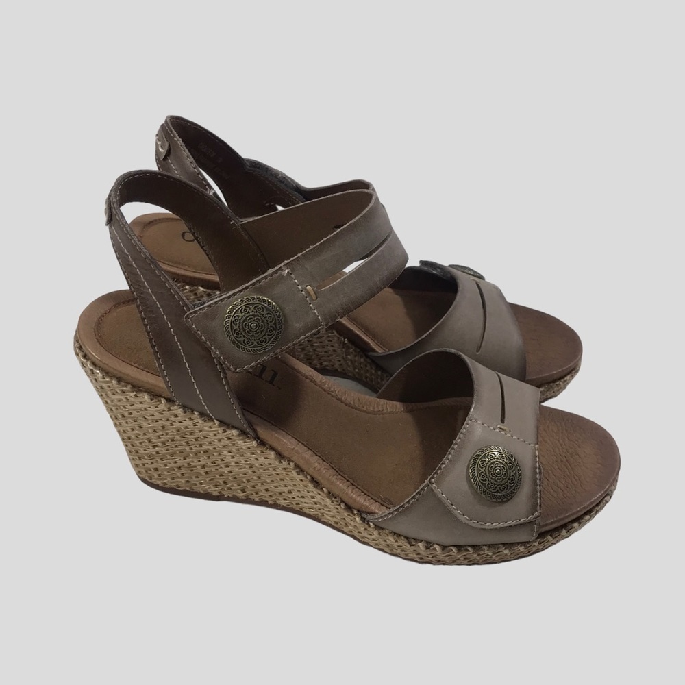 Cobb Hill New Balance Molly Wedge Espadrille Sandals Adjustable Sz 7M , taupe